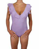 V-Neck Ruffle Trim One Piece