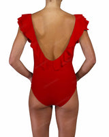 V-Neck Ruffle Trim One Piece