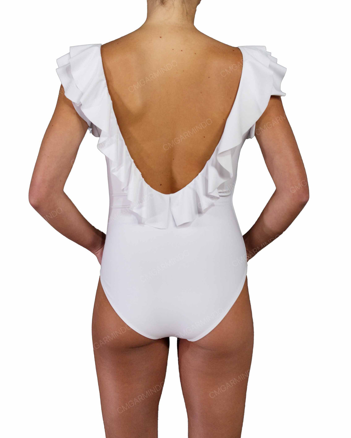 V-Neck Ruffle Trim One Piece