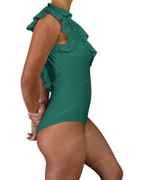 V-Neck Ruffle Trim One Piece