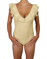 V-Neck Ruffle Trim One Piece