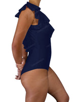 V-Neck Ruffle Trim One Piece
