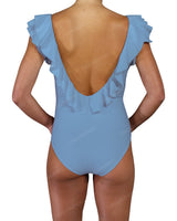 V-Neck Ruffle Trim One Piece