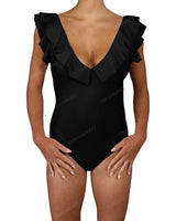 V-Neck Ruffle Trim One Piece