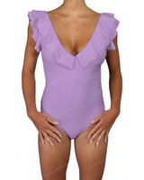 V-Neck Ruffle Trim One Piece