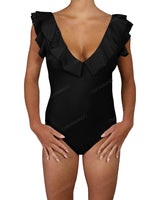 V-Neck Ruffle Trim One Piece