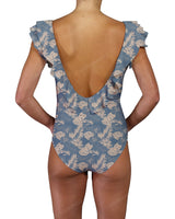 V-Neck Ruffle Trim One Piece