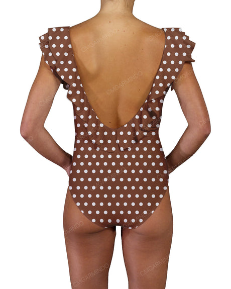 V-Neck Ruffle Trim One Piece