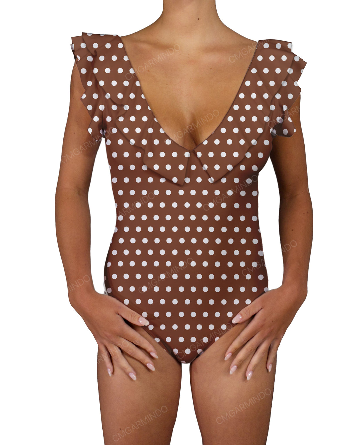 V-Neck Ruffle Trim One Piece