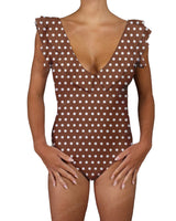V-Neck Ruffle Trim One Piece