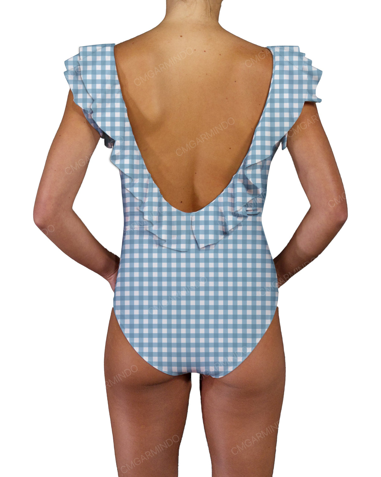 V-Neck Ruffle Trim One Piece