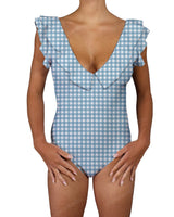 V-Neck Ruffle Trim One Piece