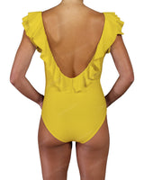 V-Neck Ruffle Trim One Piece