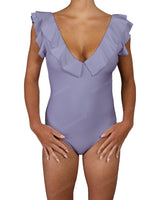 V-Neck Ruffle Trim One Piece
