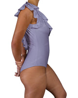 V-Neck Ruffle Trim One Piece