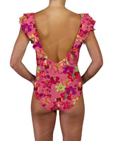 V-Neck Ruffle Trim One Piece