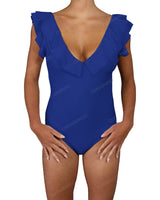 V-Neck Ruffle Trim One Piece