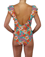 V-Neck Ruffle Trim One Piece