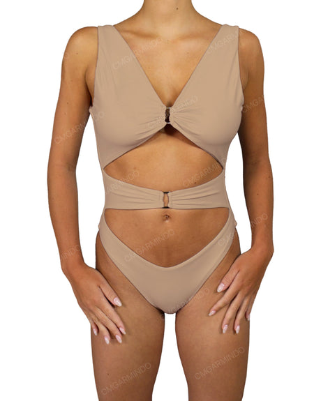V-Neck Double Ring One Piece