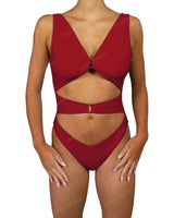 V-Neck Double Ring One Piece