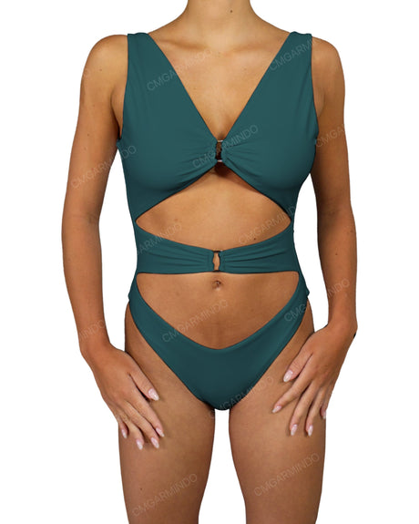 V-Neck Double Ring One Piece