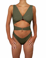 V-Neck Double Ring One Piece