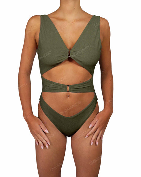 V-Neck Double Ring One Piece