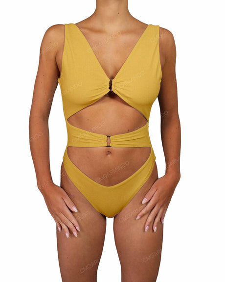 V-Neck Double Ring One Piece