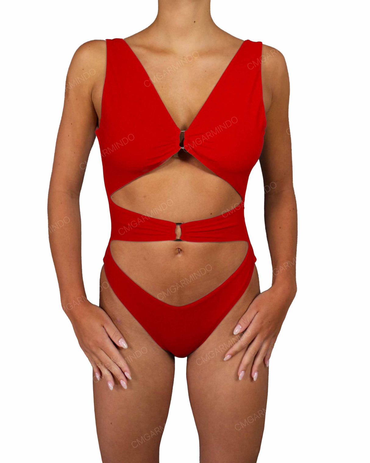 V-Neck Double Ring One Piece
