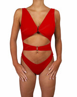 V-Neck Double Ring One Piece