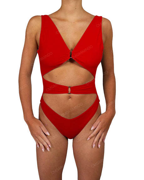 V-Neck Double Ring One Piece