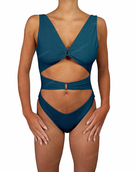 V-Neck Double Ring One Piece