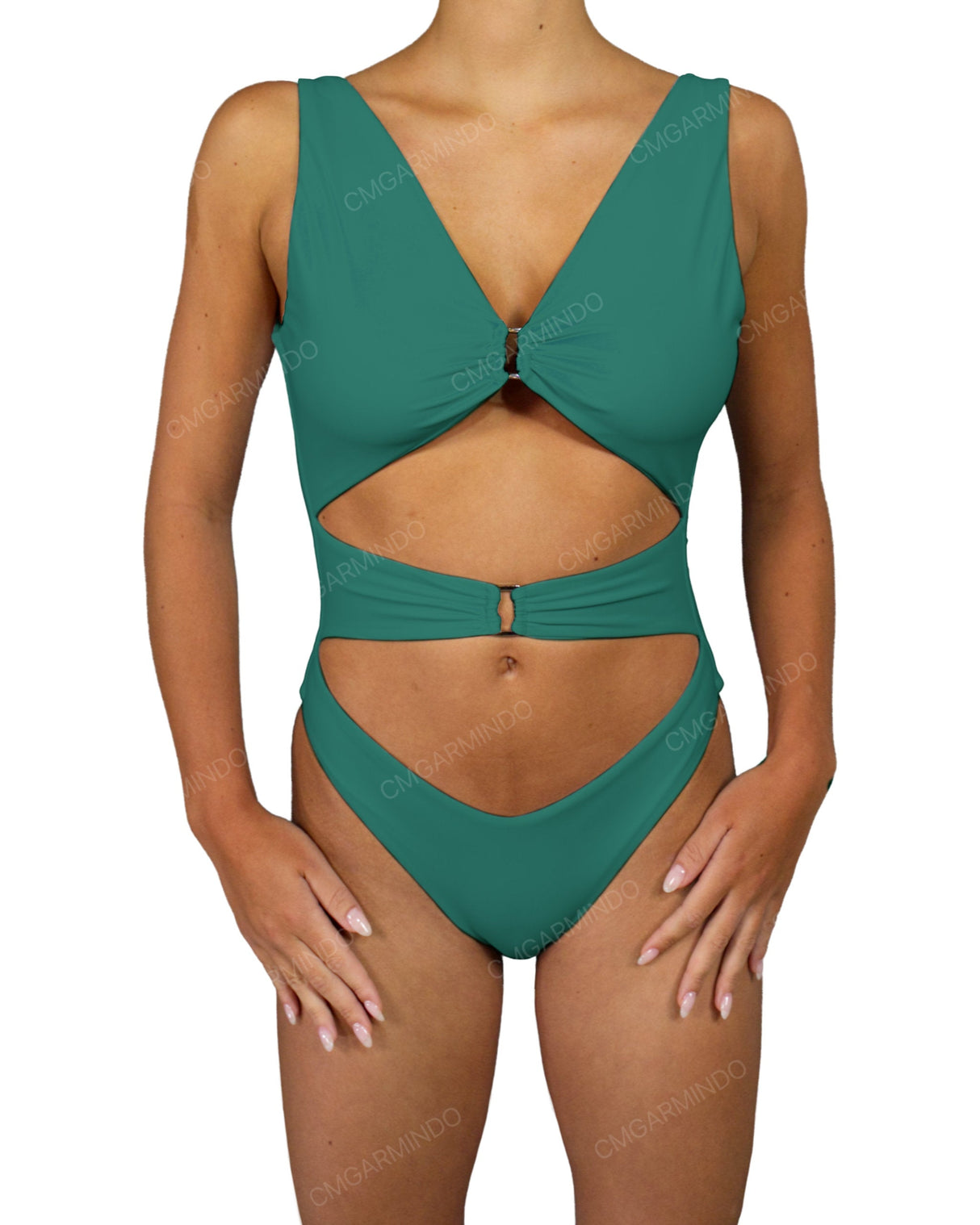 V-Neck Double Ring One Piece