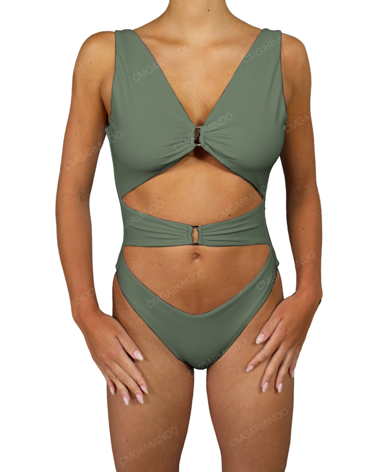 V-Neck Double Ring One Piece