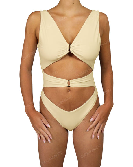 V-Neck Double Ring One Piece