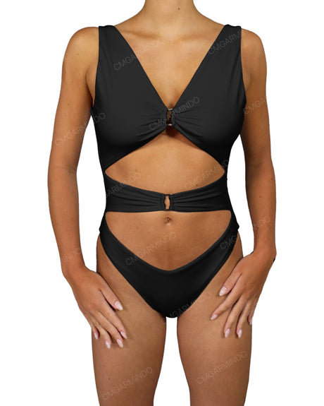 V-Neck Double Ring One Piece