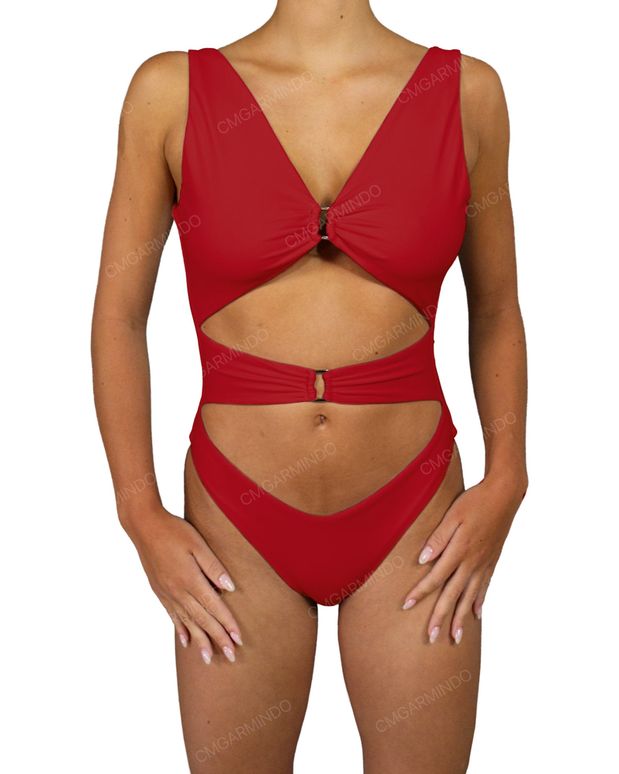 V-Neck Double Ring One Piece