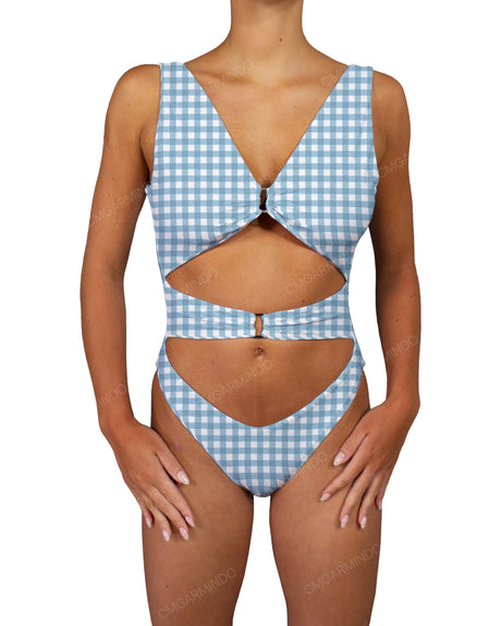 V-Neck Double Ring One Piece