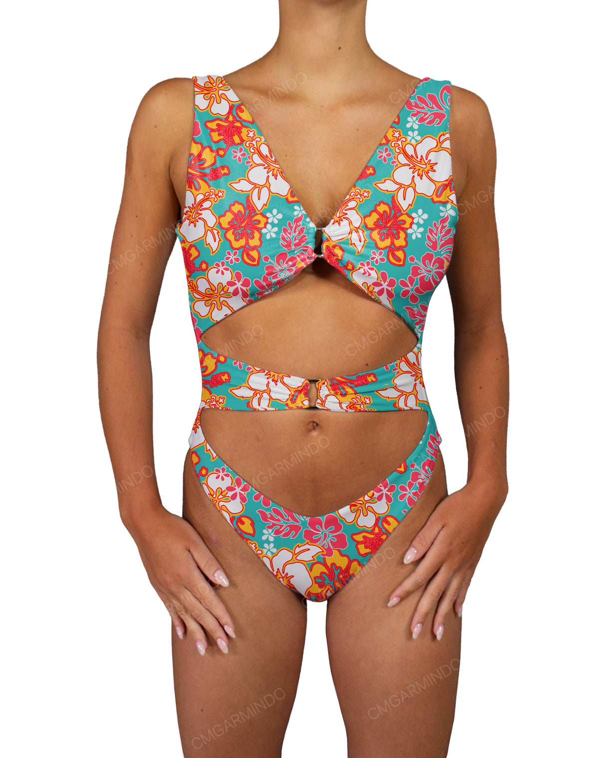 V-Neck Double Ring One Piece
