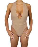 Deep V-Neck Strap Tie One Piece