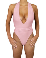 Deep V-Neck Strap Tie One Piece