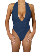 Deep V-Neck Strap Tie One Piece
