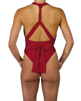 Deep V-Neck Strap Tie One Piece