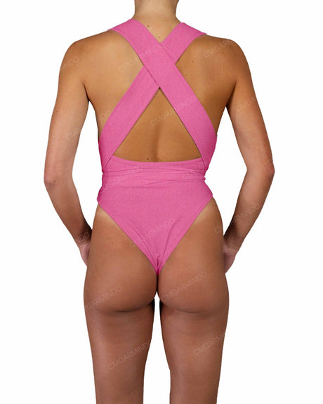 Deep V-Neck Strap Tie One Piece