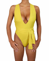 Deep V-Neck Strap Tie One Piece