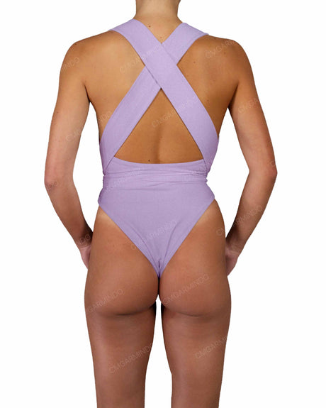 Deep V-Neck Strap Tie One Piece