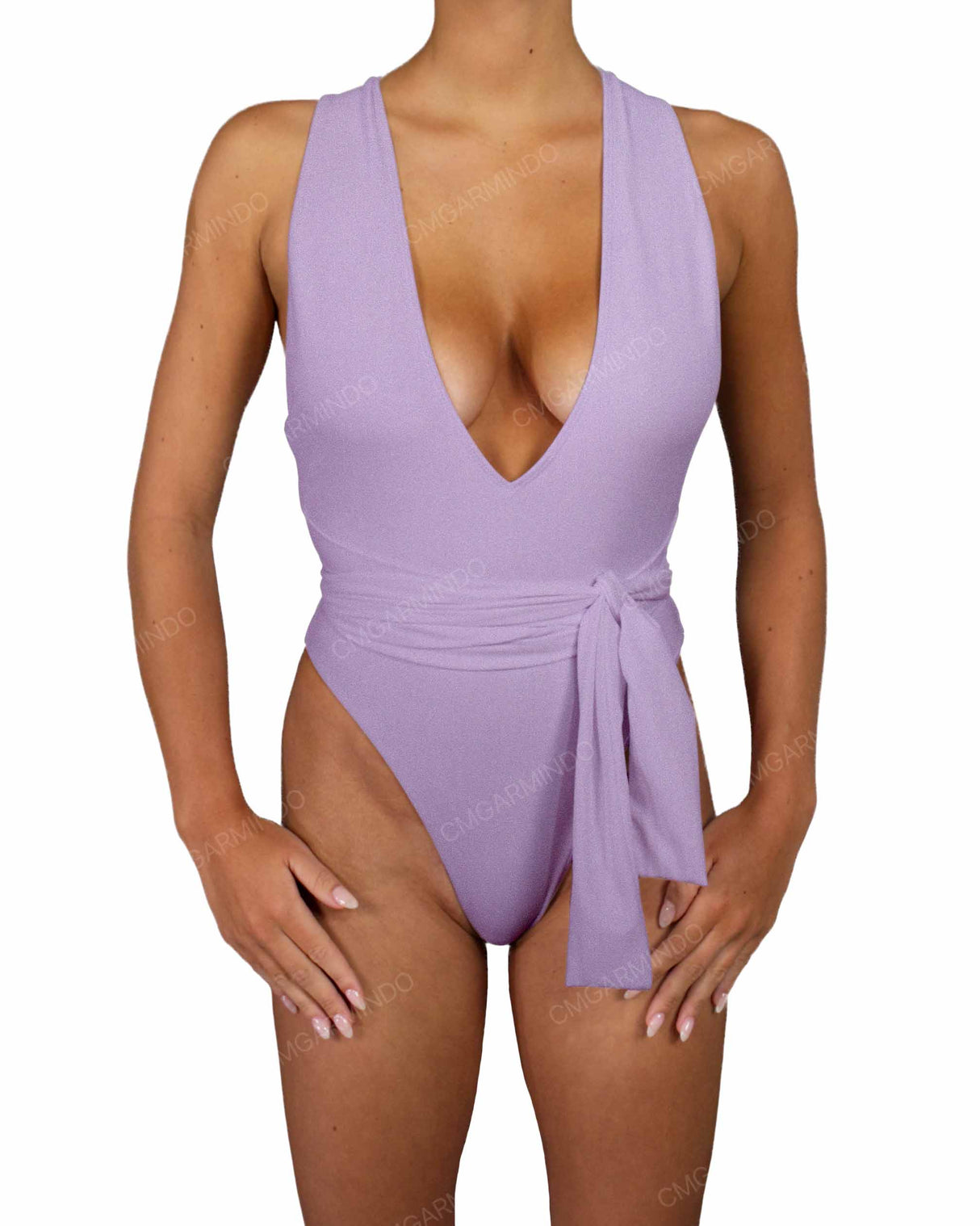 Deep V-Neck Strap Tie One Piece