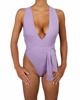 Deep V-Neck Strap Tie One Piece