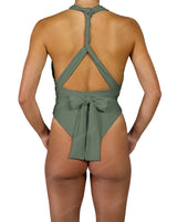 Deep V-Neck Strap Tie One Piece