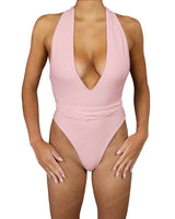 Deep V-Neck Strap Tie One Piece